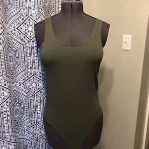 GAP Olive green wide strap tank top bodysuit